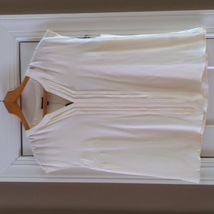 Cream 100% silk sleeveless top with front pleats